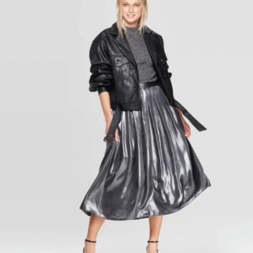 holiday silver metallic SKIRT who what wear NWT